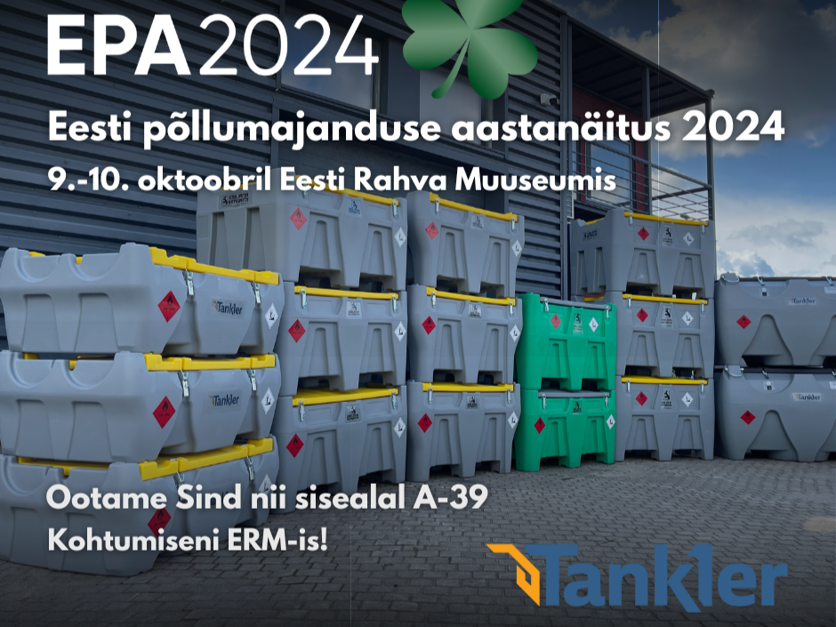 9.-10. oktoobril toimub järjekordne Eesti põllumajanduse aastanäitus EPA 2024. Järjekordselt on esindatud ka Tankler, mis asub boksis A-39. Sisealalt saab tutvu